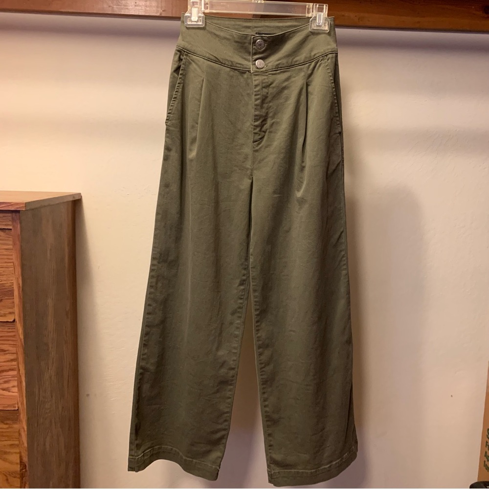 BDG High Waisted Olive Green Wide Leg Pants
